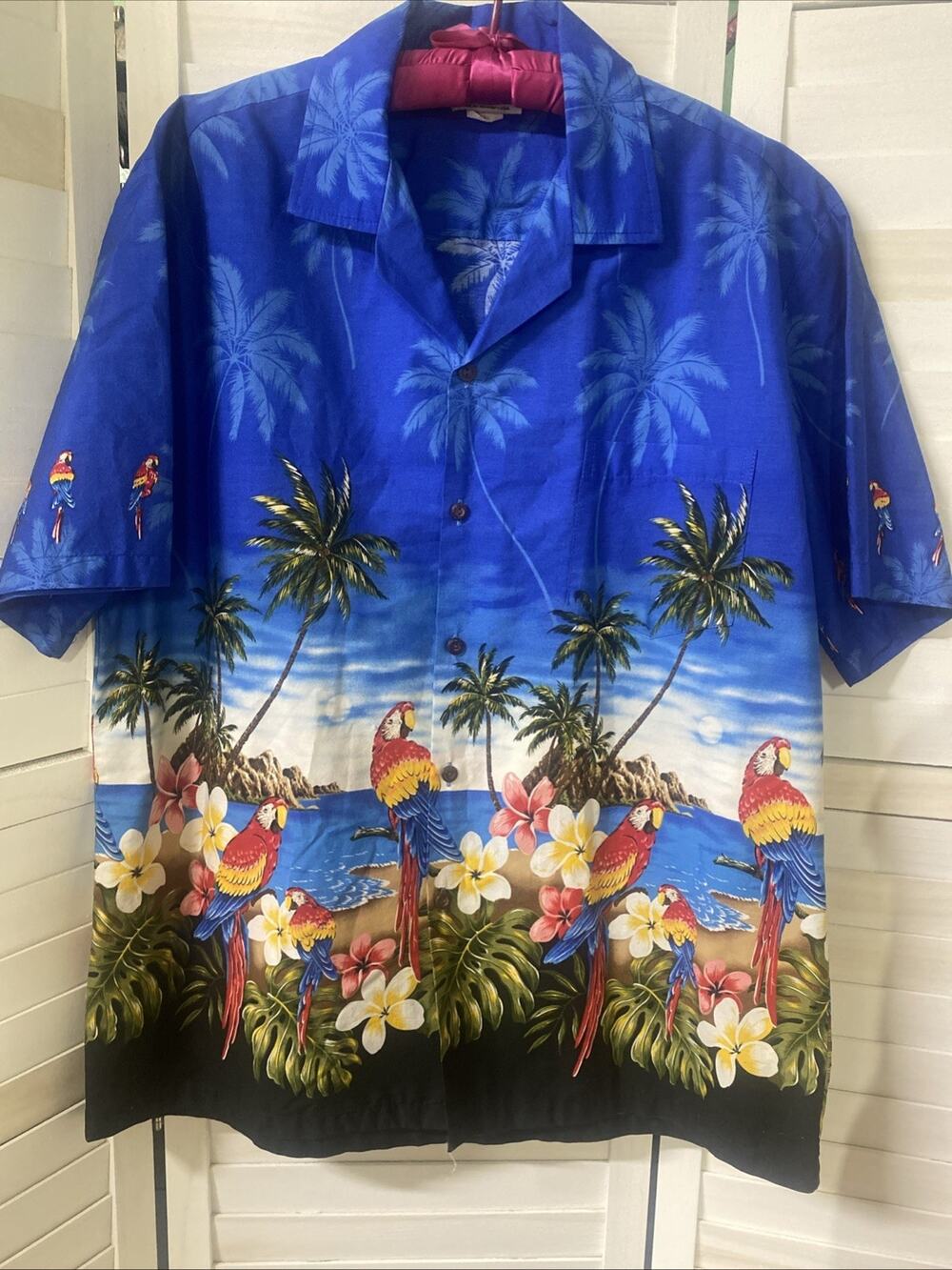 Pacific Legend Apparel Men's LRG Hawaiian Tropical Floral Cotton Button-Up Shirt